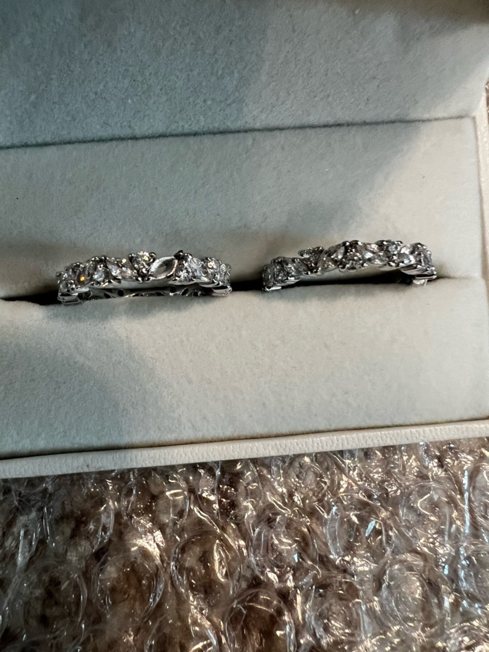 White Cubic Zirconia Solitaire Ring with Matching Band - Picture 4 of 6